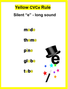 Lesson # 3 – CVCe Yellow Rule Silent “e” – Long Vowel Sounds Beginning or Initial Consonant Blends